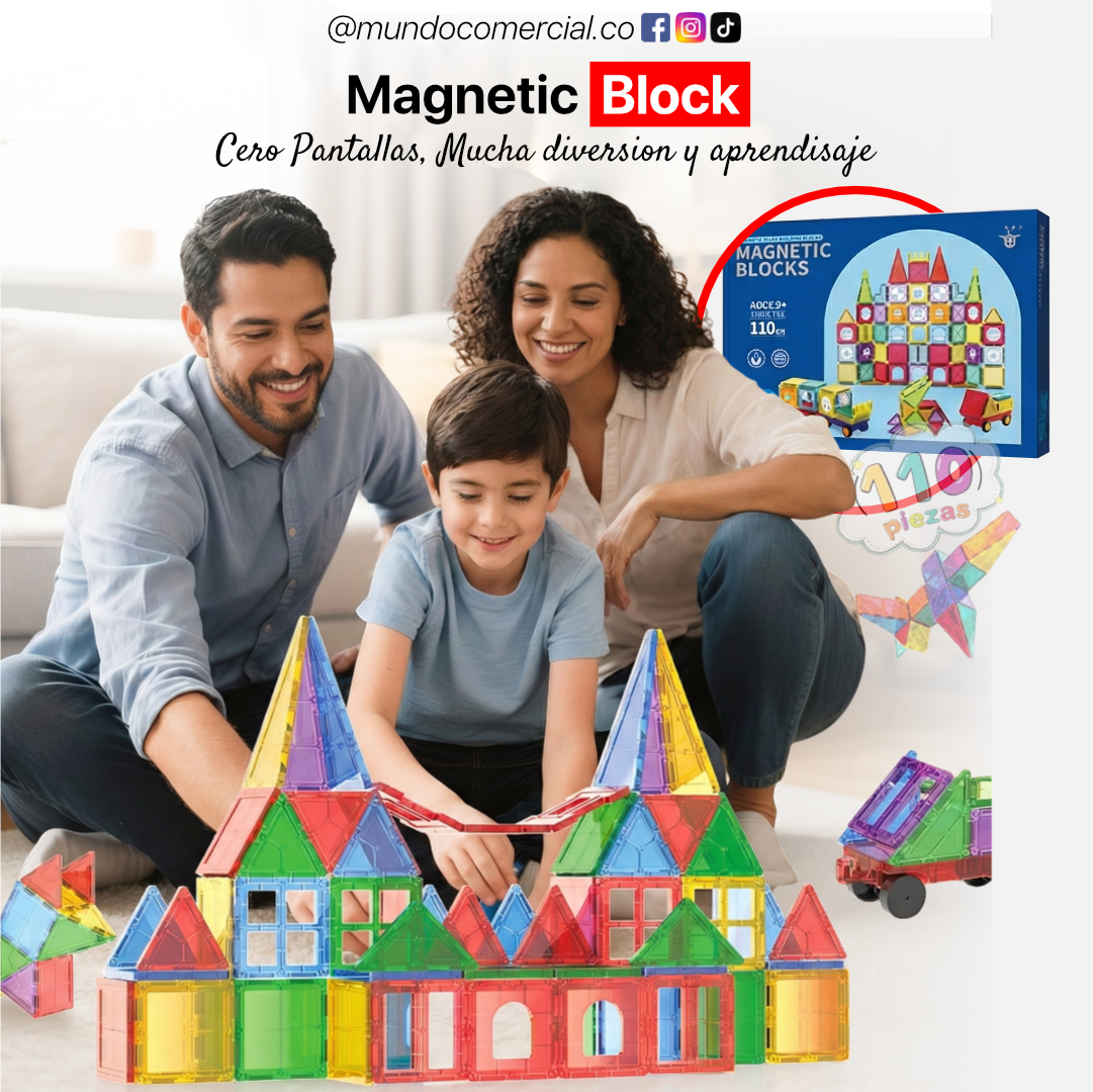 Bloques Magnéticos STEM 110 Piezas 3D – Construcción Educativa Premium