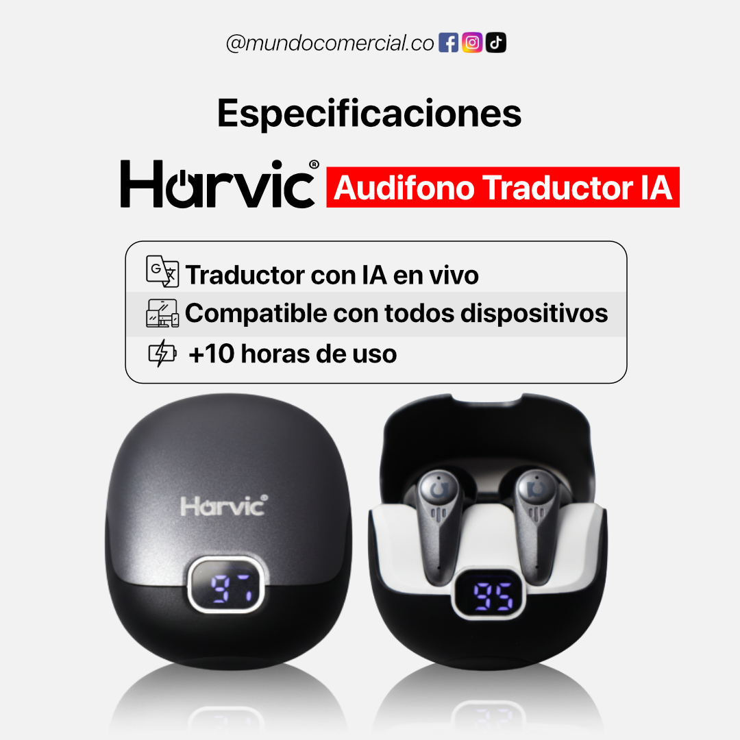 Audífonos con Traductor Inteligente en Tiempo Real - Harvic BT-1551