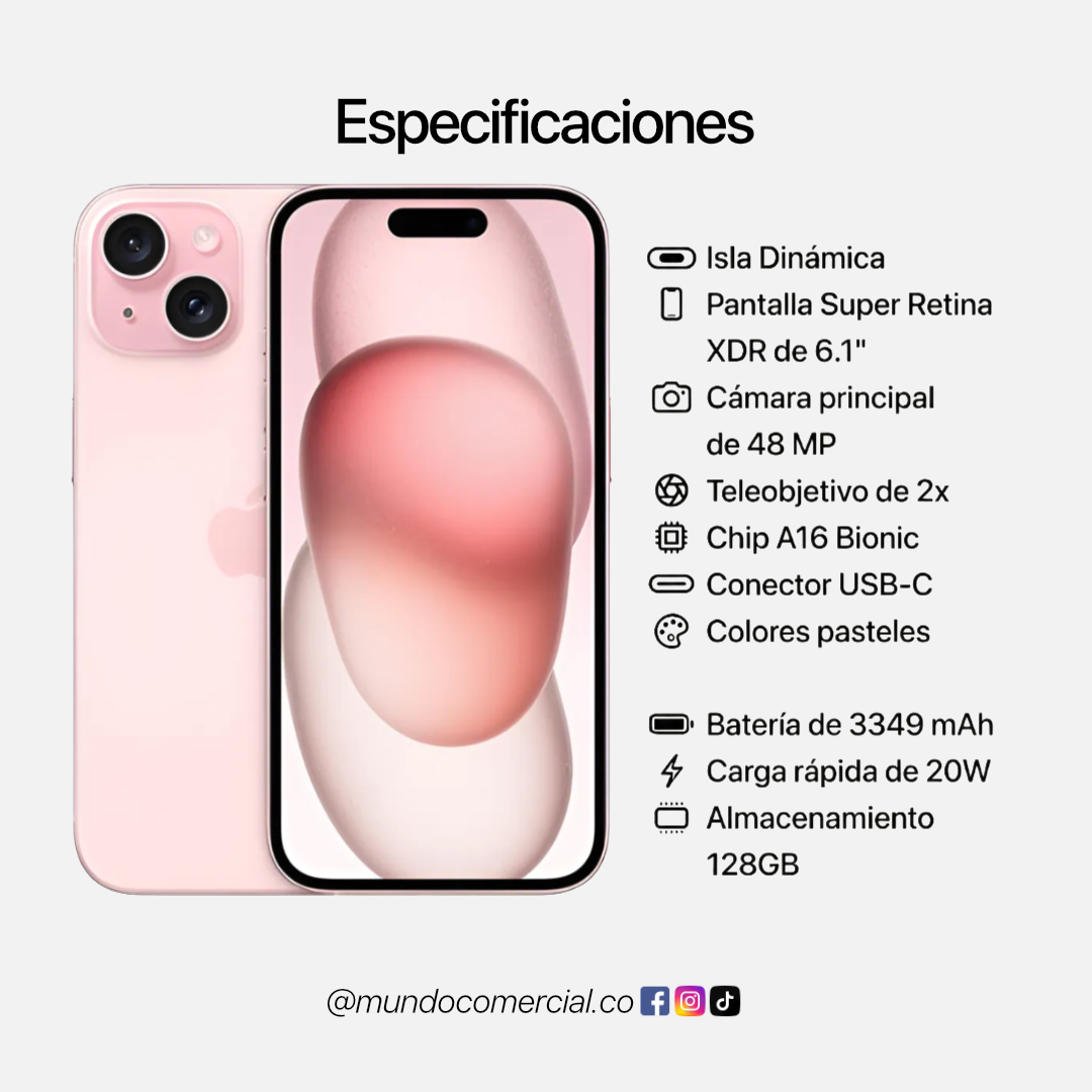 Celular iPhone 15 128GB – Nueva Generación, Máximo Rendimiento