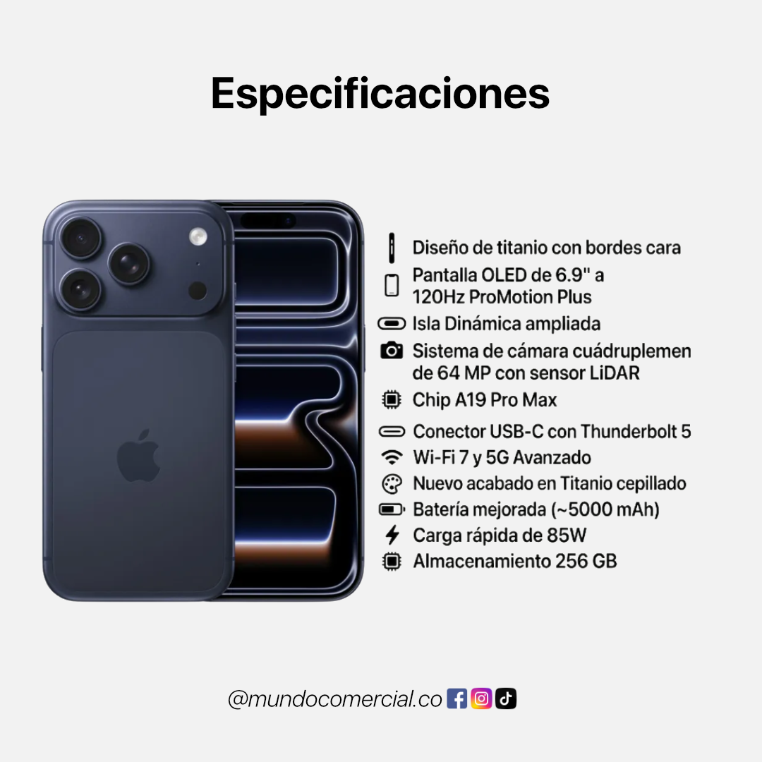 Celular iPhone 17 Pro Max 256GB – El Máximo Nivel de Apple
