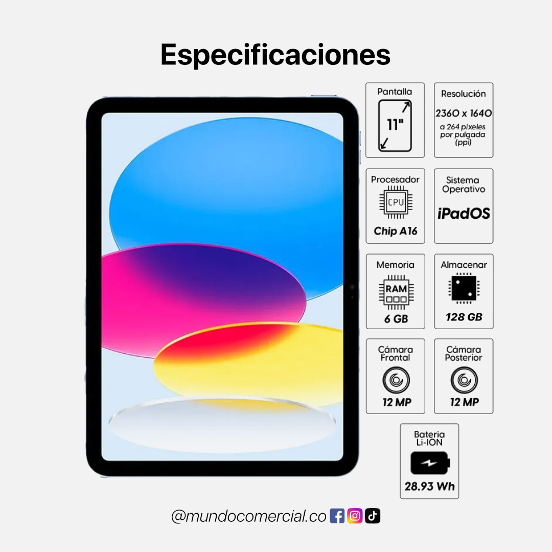 iPad 11” (A16) 128GB – Potencia Pro para Estudiar, Crear y Trabajar