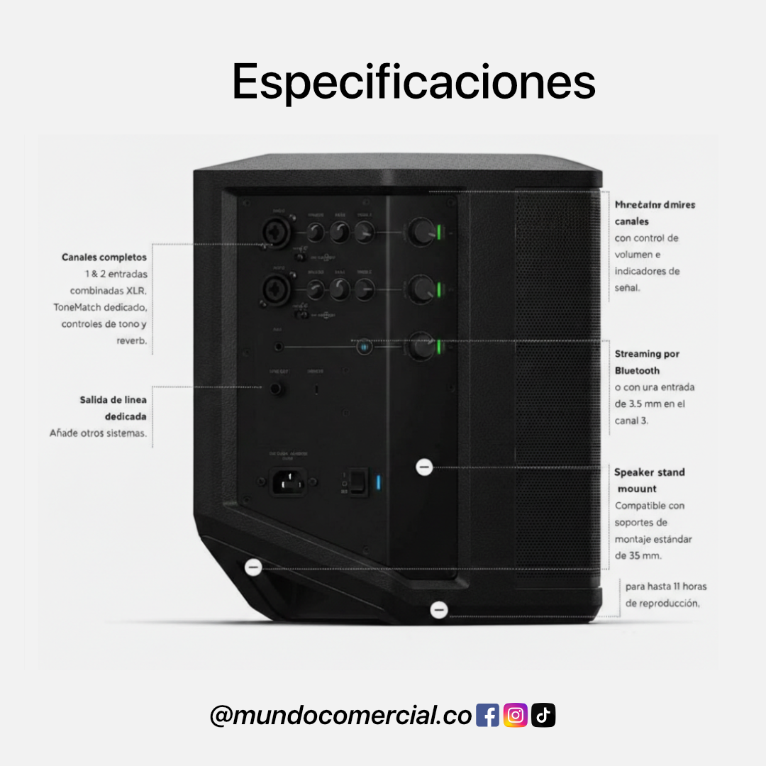 Parlante Bose S1 Pro+ – Sonido Profesional Portátil con Mezclador Integrado