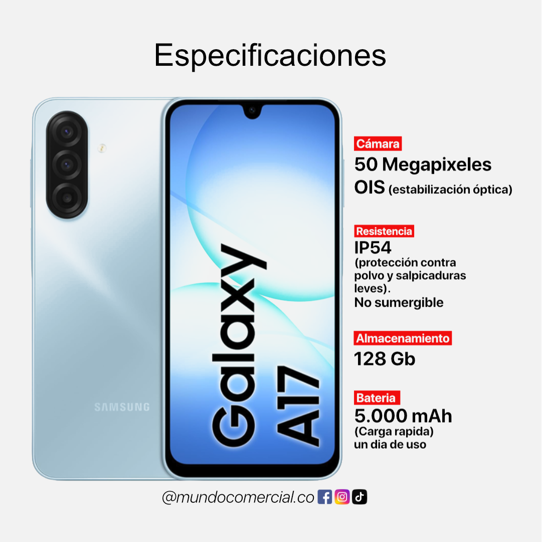 Celular Samsung Galaxy A17 - 128GB/4GBRAM - 256GB/8GBRAM  – Equilibrio Perfecto Entre Precio y Rendimiento