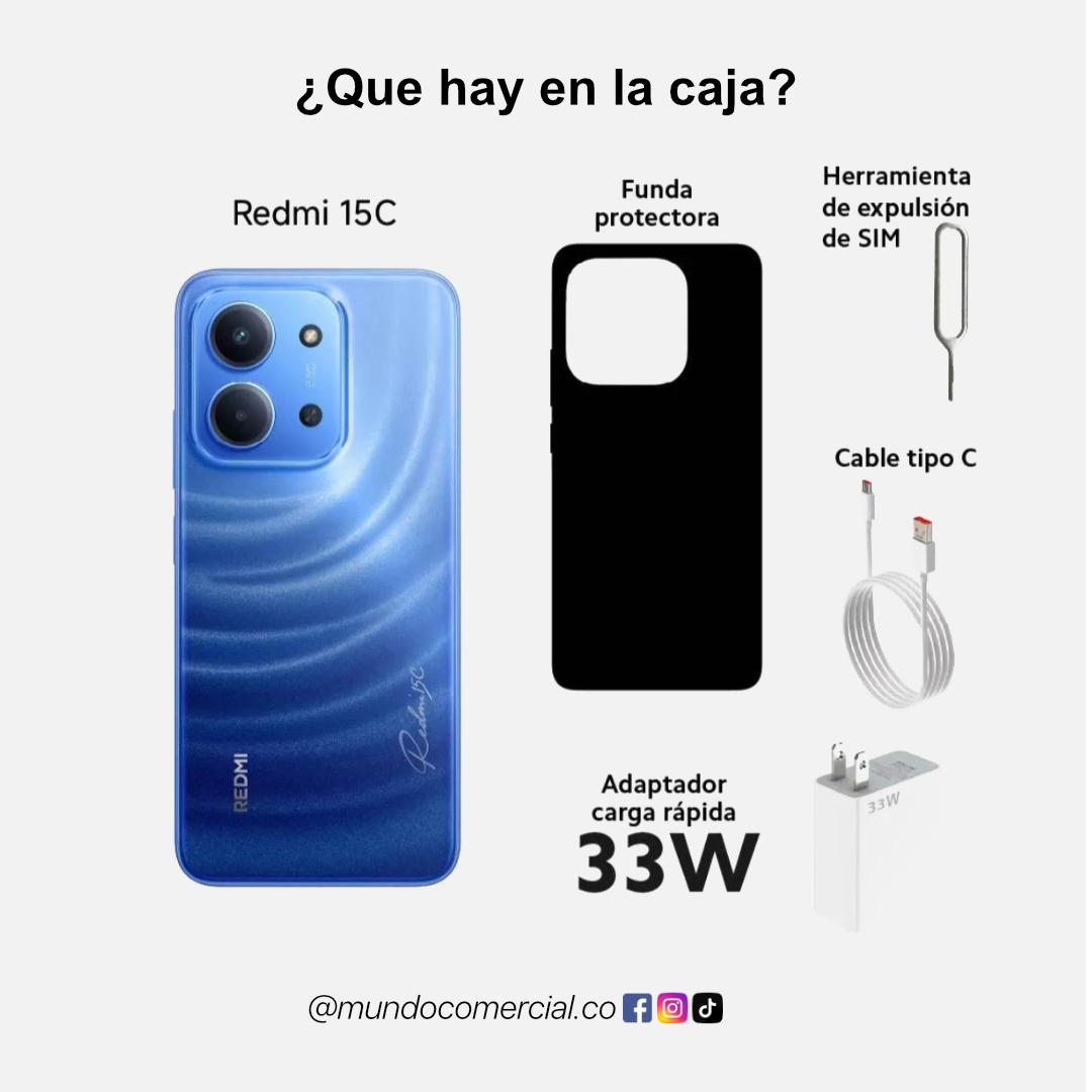 Celular Xiaomi Redmi 15C- 256GB – 4GB RAM Más Espacio, Mejor Precio